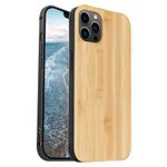 Bamboo Natural Bamboo Case Compatible with iPhone 14 Wood Cases Wooden Shockproof Protective Cover Unique Classy Vintage Ultra-Smooth Durable (Bamboo/14)