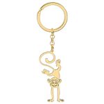 LONYOO Stainless Steel Monkey Keychain 18K Gold Plated Keyring Cute keychains for Women Girls Car Keys Purse Backpacks, Gold, Medium