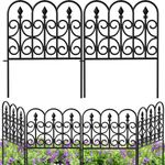 Amagabeli Garden Home 5 Panels Decorative Garden Fence 81CM(H) x3.05M(L) Outdoor Coated Metal Rustproof No Dig Fence Metal Fence Border Landscape Wrought Iron Wire Border Folding Fences Flower Black