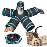 Futurekart Cat Tunnel Kitten Dog Rabbits Cat Interactive Toy Play Toy Foldable Pet Cat Toy with Ball Tunnel (5 Way, Dark Blue)