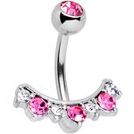 Body Candy Steel Clear Pink Accent Sweeping Beauty Arc Belly Button Ring