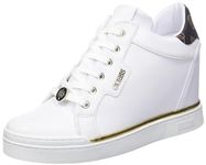 GUESS Women's Faster Sneaker, White, 8