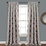 Lush Decor, Gray Ruffle Diamond Curtains Textured Window Panel Set for Living, Dining Room, Bedroom (Pair), 84” x 54, 2 Count