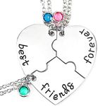 Provone 3 Pieces Friendship Necklace for 3 Girls,Best Friends Forever Necklace,Engraved Puzzle Friendship Pendant Chain BFF Necklaces for Girls Boys Graduation Gifts Party Jewelry