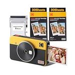 KODAK Mini Shot 2 Retro Christmas Gifts 4Pass 2-in-1 Instant Camera and Photo Printer (5.3 x 8.6 cm) + Initial 8 Sheets + 60 Sheets Bundle, Yellow