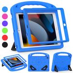 GOZOPO Kids Case with Built-in Screen Protector for iPad 10.2 inch 2021/2020/2019,Shockproof Handle Stand Protective Case for iPad 9/8/7th Generation,Lightweight & Kid-Proof Cover(Blue)