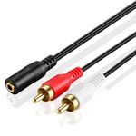 OBVIS 3.5mm Female to Stereo RCA Male Bi-Directional AUX Auxiliary Male Headphone Jack Plug Wire Y Splitter 2 RCA Male Connector