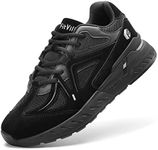 Mens Extra Wide Fit Trainers Walking Shoes Comfortable Running Sneakers for Flat Feet Plantar Fasciitis - Rebound Core Jet Black