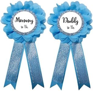 Chicelite Daddy to be & Mommy to be Corsage Pins Kit, Baby Shower Photo Props New Dad Mom Gifts Rosette Button for Gender Reveals Party Celebration, Sky Blue