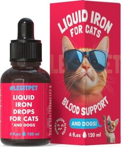 Liquid Iron Supplement for Cats & Dogs B12 + B-Complex + Probiotics Liquid Iron Vitamin Drops for Anemia & Low Energy Promotes Red Blood Cell Health All Ages & Breeds Bacon Flavor 4 oz