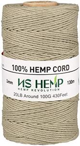 【 NS HEMP 】 Sustainable Hemp Twine Hemp Cord for Jewelry Making, Hemp Cord 1mm 130 Meters (026 RAW)