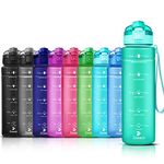 Zounich Sports Water Bottle Kids with Times to Drink Leakproof 1L / 700ml / 500ml 1Litre Drink Bottles BPA Free Motivational Adults, Gym, School, Running, Travel, Girls, Boys, Filter Reusable