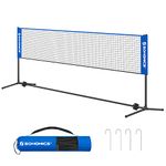 SONGMICS 4 m Badminton Net, Volleyball Net, Adjustable Height Poles Portable Set for Tennis, Beach-Volleyball, for Garden, Park, Outdoor, Blue SYQ400