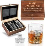 Anniversary for Husband Anniversary | Men | Him - Engraved ' To My Husband ' Whisky Glass Gift Set for Birthday | Wedding Anniversary Valentine's Day for Him Husband Gifts