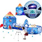 Sanobear 3PC Rocket Tent for Boys with Kids Ball Pit, Kids Play Tents and Crawl Tunnel for Toddlers, Large Playhouse Toys for Baby Indoor & Outdoor Tent Games, Birthday Kid’s Gifts (3PC Rocket Tent)