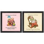 Indigifts Grandparents Anniversary Gift | Granddad & Grandmom Quote Printed Poster Frame 8x8 inches Set of 2 | Gift For Grandfather-Grandmother-Grandpa-Grandmaa-Birtthday