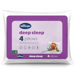 Silentnight Deep Sleep Pillows 4 Pack - Medium Support Bed Pillows for Side, Front, Stomach and Back Sleepers Comfortable - Machine Washable and Hypoallergenic - Pack of 4, White