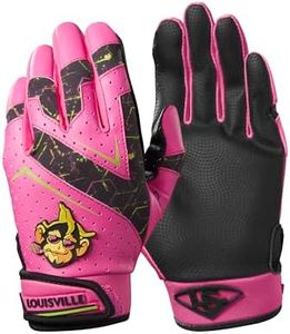 Louisville Slugger Party Animals Youth Genuine V2 Batting Gloves - Hot Pink/Black, Medium