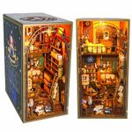 Roroom DIY Book Nook Kit, DIY Dollhouse Bookshelf Insert Decor Alley,3D Wooden Puzzle with Music Box Book Nook Wood Bookend Model Building (M2311)