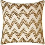 The HomeCentric Decorative Beige 35x35 cm (14"x14") Toss Cushion Covers, Linen Chevron & Beaded Toss Cushion Covers, Geometric Pattern Modern Style - Chevron Orel