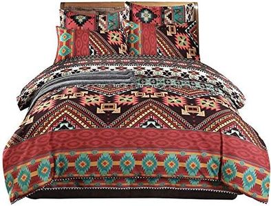 Boho Bedding Set Twin,Colorful Bohemian Theme Comforter Cover Chic Printed Soft Microfiber Southwest Style Duvet Cover,Bohemia Striped Exotic Patterns Design Bedspread Cover with Zipper Closure