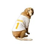 Ruse Basic Crew Neck Good Girl Jersey No.1 Printed Half Sleeves Dog T-Shirt/Apparel/Clothes/Tees Gift for Dogs.(White) Large (Desi/Stray, Doberman etc.)