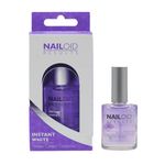 Nailoid INSTATNT WHIE Nail Treatment | Brightening Solution with Optical Brightener & UV Protection | Anti-Stain Care for Discoloured Nails Z Instant Whiteness & Glossy Top Coat Finish | 12ml