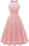 Bbonlinedress Halter Short Cocktail Summer Prom Wedding Guest Formal Pink Bridesmaid 2024 Women Teens Dress Blush M