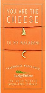 Lucky Feather Friend Necklaces for Women and Teenagers - 14K Gold Dipped on 16" Chord - Ideal Friend Gifts (Mac & Cheese)