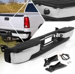 Chrome Rear Step Bumper with License Plate Lights Compatible with Chevy Silverado/GMC Sierra 99-07 Direct Replacement for GM1103124 GM1103122