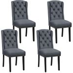 Yaheetech Set of 4 Dining Chairs Upholstered Dining Chairs Button Tufted Dining Room Chairs Kitchen Chairs with Solid Wooden Legs for Dining Room, Kitchen, Deep Gray