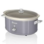 Swan Retro Slow Cooker with 3 Temperature Settings, Keep Warm Function, 6.5L, 320W, Retro Grey, SF17031GRN