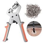 Yorkmills Eyelet Punch Kit Grommet Tool Kit Hole Punch Pliers Handheld Eyelet Press for Fabric Portable Manual Puncher with 500pcs Silver Grommets of 3/8 Inch (10mm)