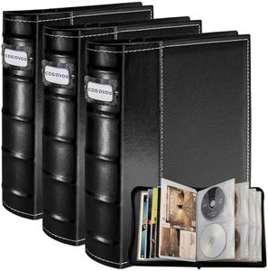 PUTNATRUE 3-Pack DVD CD Storage Binder – Total 168 Discs Capacity (56 Each), PU Leather Media Organizer with Label Slots & Cover Pockets, Portable DVD Case for Home, Car, Blu-ray & Game Discs