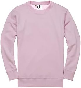 D&H CLOTHING UK Premium Sweatshirts Plain Workwear Casual Crewneck Jumper Sweater Sports Leisure Fleece, Baby Pink, M