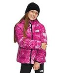 THE NORTH FACE Girls' Reversible North Down Hooded Jacket, Fuschia Pink Spray Dye, Medium