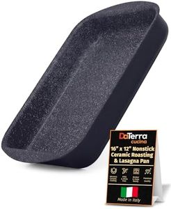 DaTerra Cucina Nonstick Roasting & Lasagna Pan – 16"x12"x3", Ceramic-Coated, Oven & Stovetop Safe to 600°F, Sturdy Base, PTFE, PFOA & Lead-Free, Durable & Stylish Deep Roasting Tray - Made in Italy
