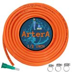 ARTERA™ 30 Metres Braided Hose Pipe with Tap Adapter and 3 Clamps for Watering Home Garden, Car Washing, Floor Cleaning & Pet Bathing (1/2 Inch, Orange)
