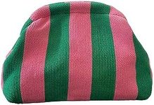 Verdusa Women's Colorblock Clutch Handbags Casual Crochet Bag Small Purse Green and Pink one-size