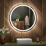 KWW 24 Inch LED Round Mirror Bathro