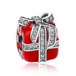 Christmas Snowflake Dangle Christmas hat Animal Deer Beads Charm Authentic 925 Sterling Silver Red Enamel Christmas Gift Bag for Pandora Charms Bracelet (Gift Bag)