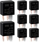 Heavy Duty Starter Relay, Multi Purpose for Car Motor Automotive Replacement Accessories, Black , 5 Pin, 30A (8 Pieces)