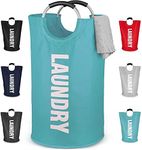 Zulay Home 82L Large Heavy Duty Laundry Basket Collapsible - Non-Slip Padded Laundry Bag With Handles - Waterproof Collapsible Laundry Baskets & Laundry Hampers For Bedroom, Dorm, Travel (Teal)