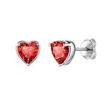 Shuxin Silver Stud Earrings for Women, 925 Sterling Silver Heart Stud Earrings, Silver July Birthstone Stud Earrings for Girls, 7mm Small Sleeper Cartilage Tragus Studs for Wife Girlfriend