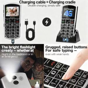 artfone A400 4G Senior Mobile Phone – Big Button, USB-C, SOS, Silver