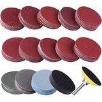 SIQUK 130pcs Sanding Discs 50mm with 1pc 1/4" Shank Backing Pad and 1pc Soft Foam Buffering Pad for Drill Grinder (10pcs Each Grit - 60 80 120 180 240 400 600 800 1000 1200 1500 2000 3000)