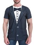 COSAVOROCK Men's Bowtie Striped Tuxedo T-Shirts Bow Tie 3XL