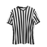 Rehomy Mens Official Umpire Jersey Black and White Stripe V-Neck Ref Uniform Referee Shirt for Basketball Football Soccer (XXL)