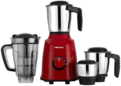 Bajaj Military Series Rex 750W 4 Jar Mixer Grinder | DuraCut Blades | 2-In-1 Function Blade In Dry Jar | 2 Yrs Warranty 【Red/Black】