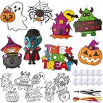 Tenare 16 Sets Halloween Suncatcher Art Craft Kit DIY Suncatchers Decoration Window Paint Ornaments for Kids to Paint for Kids Classroom Party Trick or Treat Gift Activities Art Project